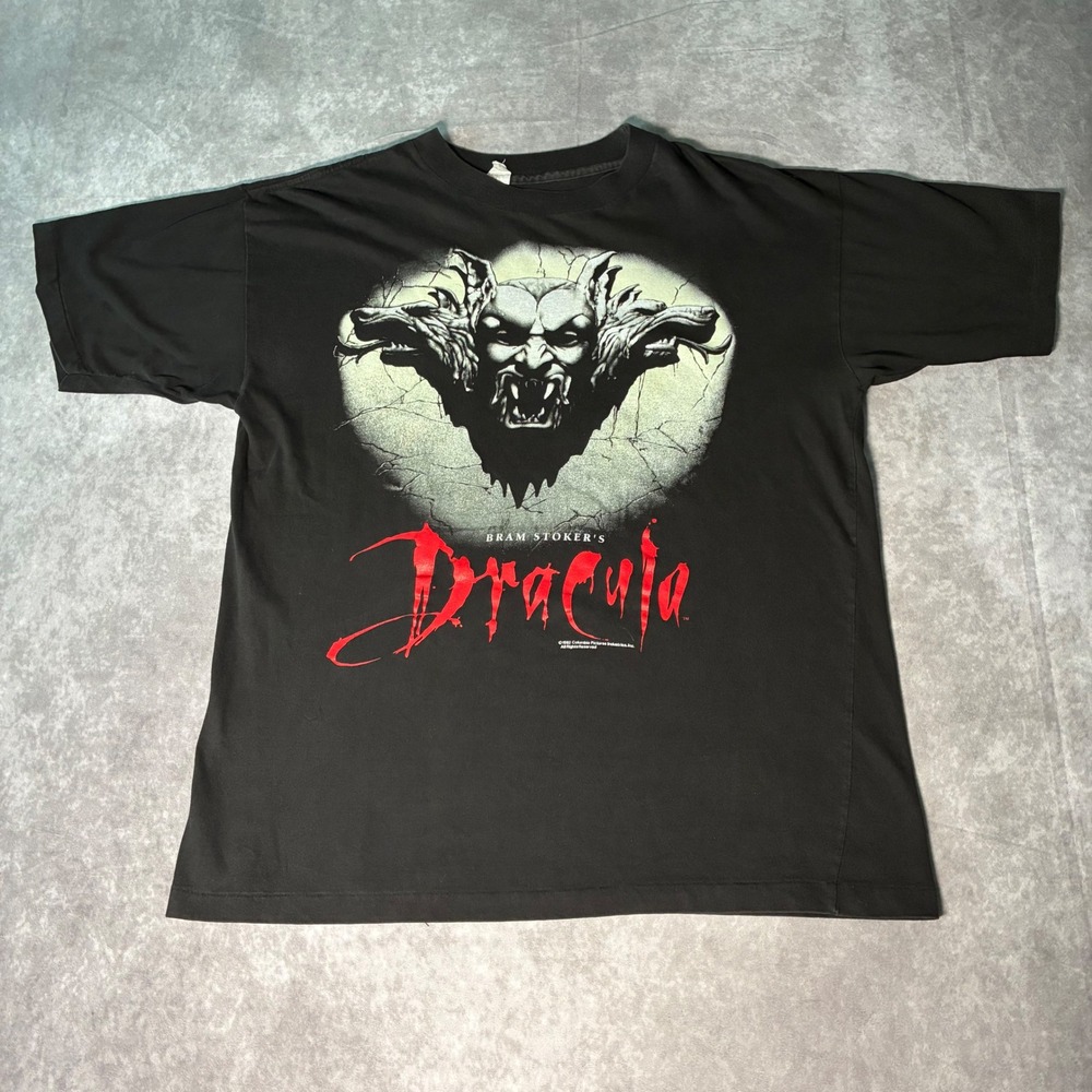 Vintage 1992 Bram Stokers Dracula Movie Promo T-Shirt Black XL Horror Film GRAIL